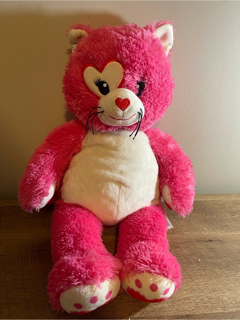Build-A-Bear Bright Pink Heart Face Plush Bear